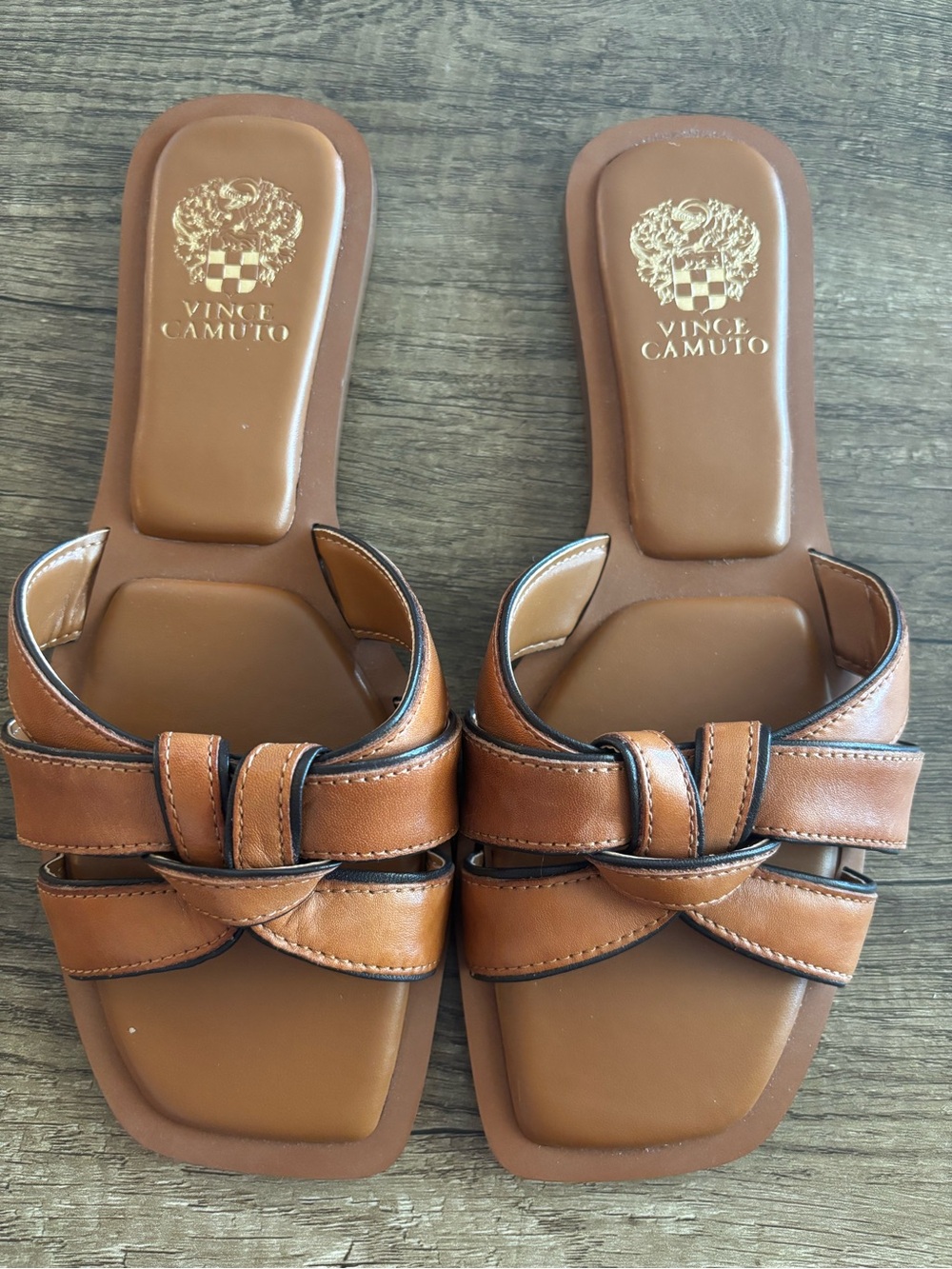 Vince Camuto Brown Bow Slide Sandals Women's Size 9